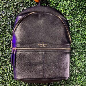 LIKE NEW Kate Spade New York Leila LARGE Black Leather Dome Shoulder Backpack
